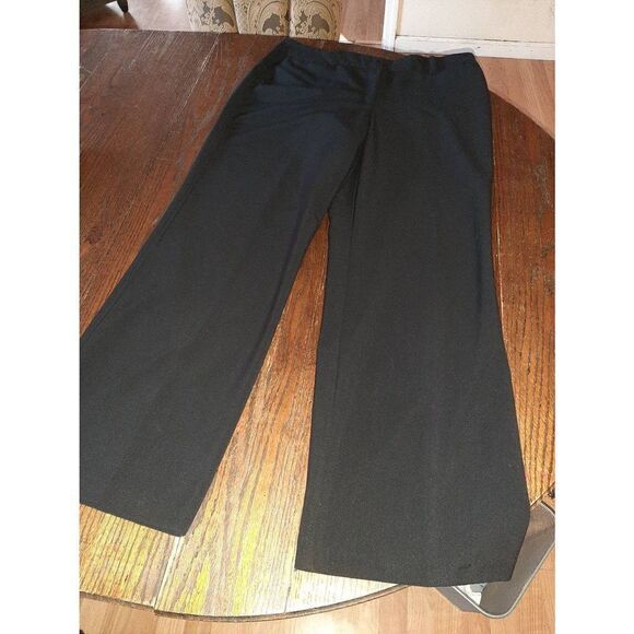 Size 14 George Black Flat Front Dress Casual Pants Pleated Leg - Picture 1 of 3
